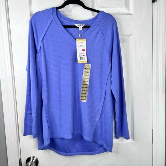 Sz M Wildfox Long Sleeve V-Neck Haley Brushed Sweater Waffle Top $84 MSRP NWT - Picture 5 of 11
